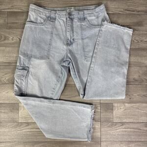 KanCan Felicity High Rise Slim Straight Leg Cargo Jeans Light Wash sz 11/29